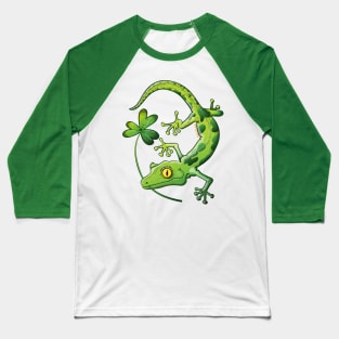 Saint Patrick's Day gecko holding in mouth a shamrock clover Baseball T-Shirt